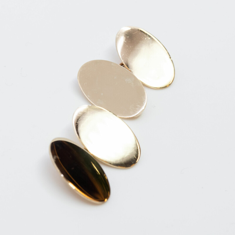 Vintage 9ct Yellow Gold Oval Cufflinks #53449