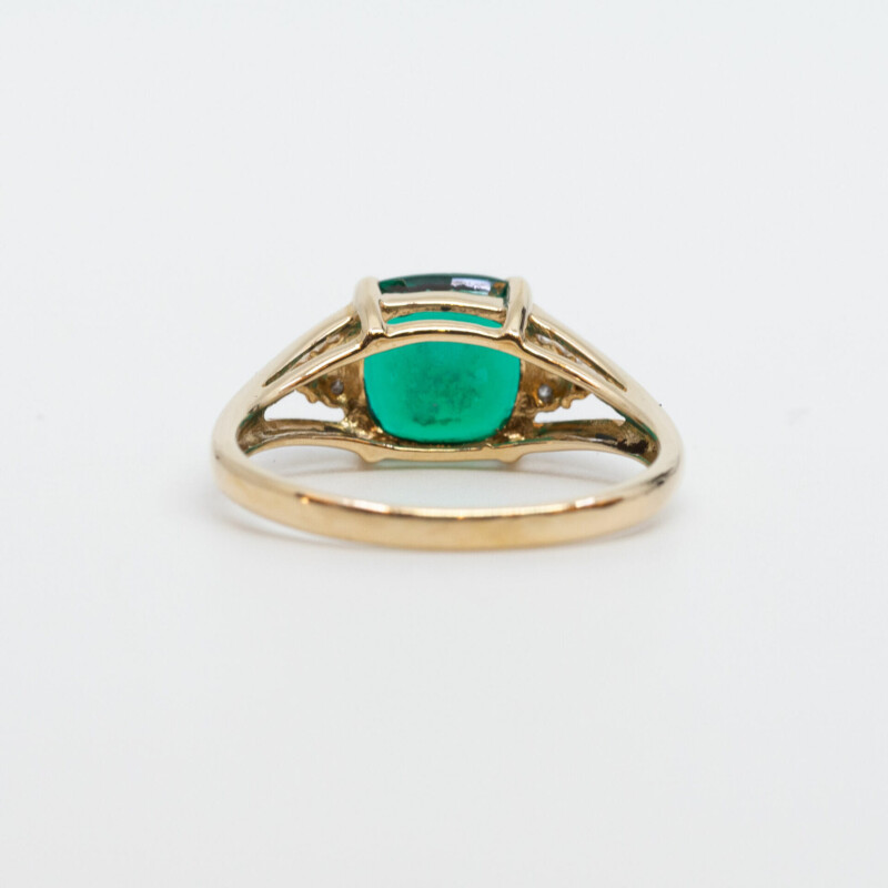 9ct Yellow Gold Emerald Ring Size O 375 #60486