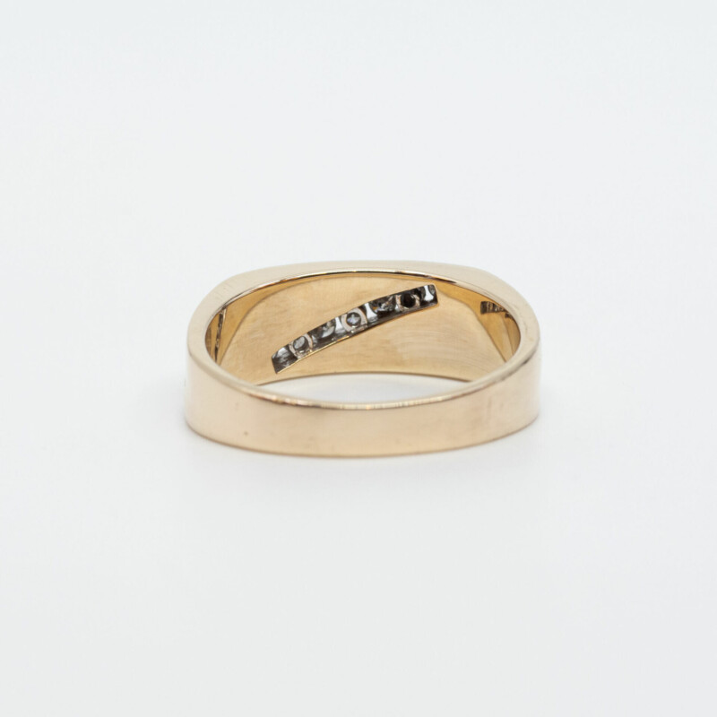 10ct Yellow Gold Diamond Signet Men's Ring Size U #60500