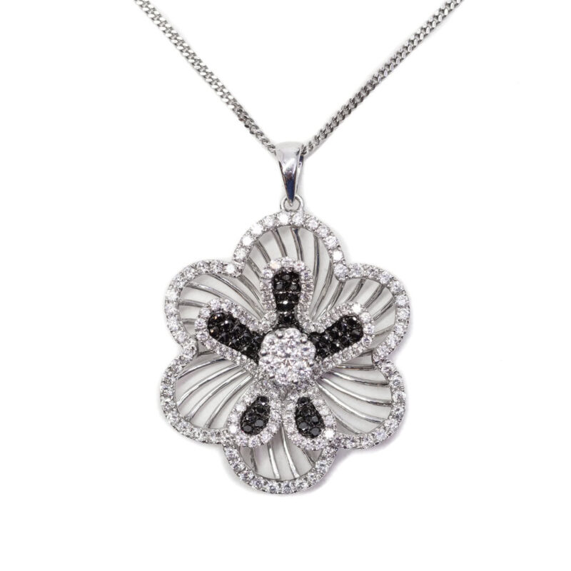 18ct 1.83ct TW Diamond Flower Pendant + 9ct Chain Necklace Val $7500 #60223