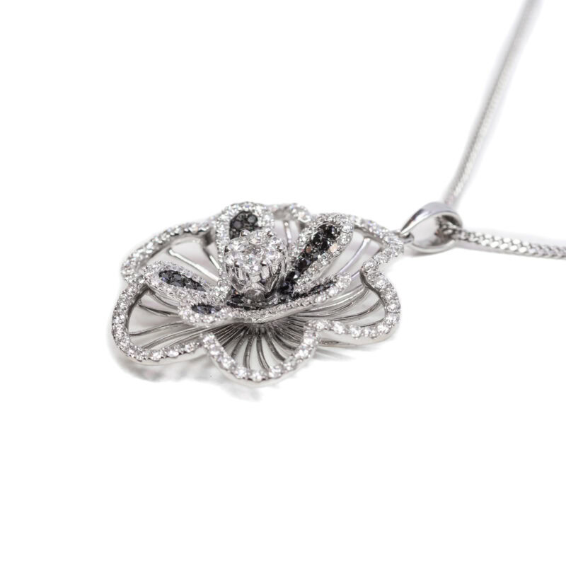 18ct 1.83ct TW Diamond Flower Pendant + 9ct Chain Necklace Val $7500 #60223