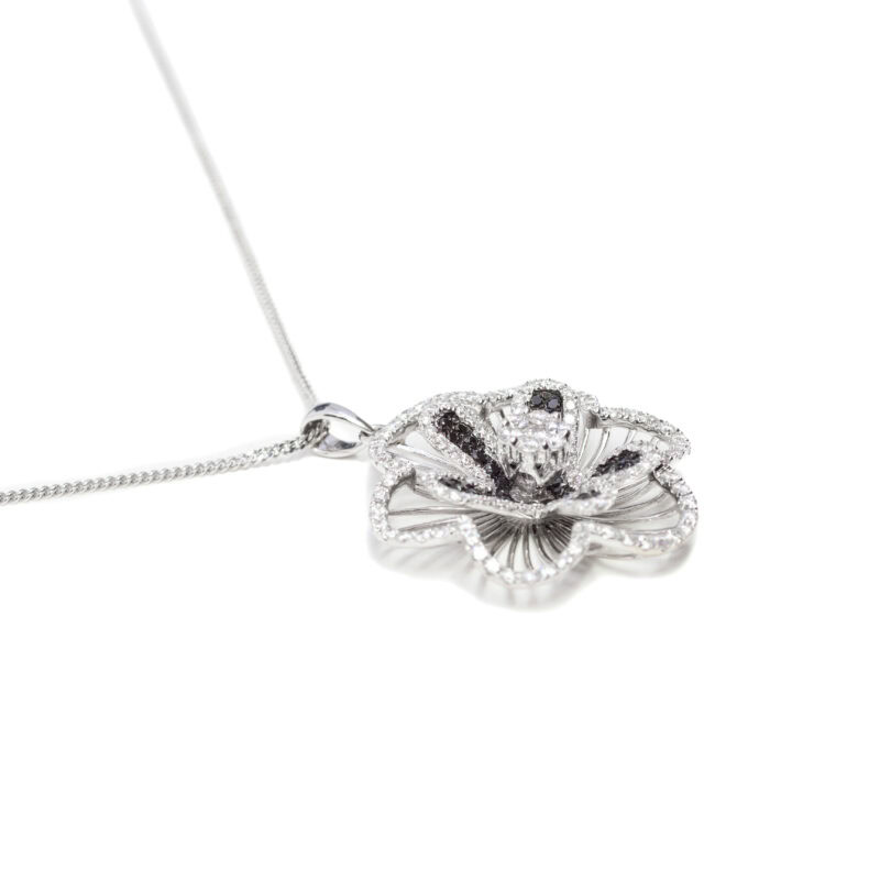 18ct 1.83ct TW Diamond Flower Pendant + 9ct Chain Necklace Val $7500 #60223