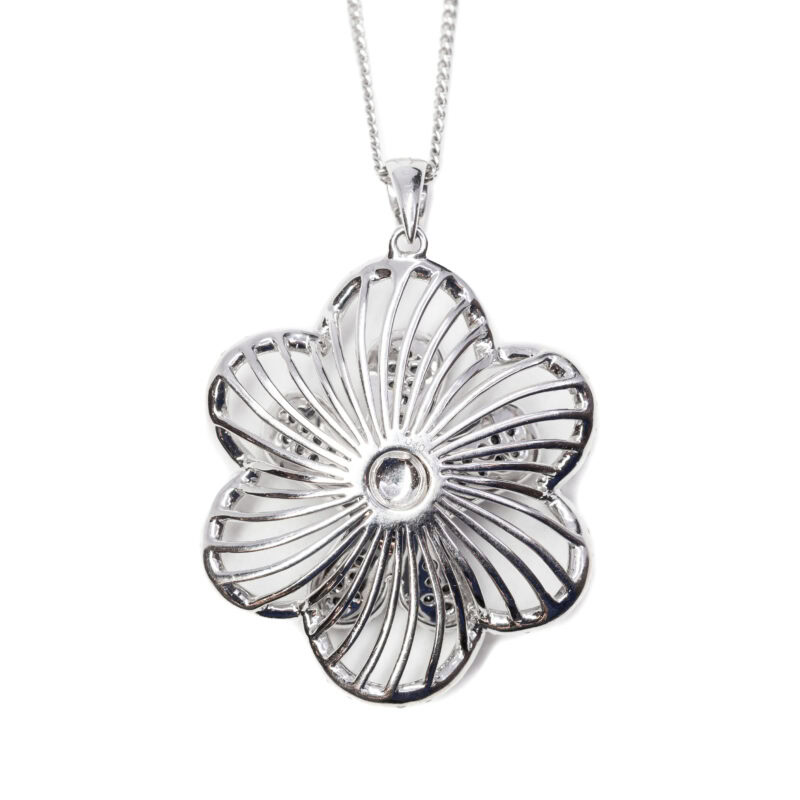 18ct 1.83ct TW Diamond Flower Pendant + 9ct Chain Necklace Val $7500 #60223