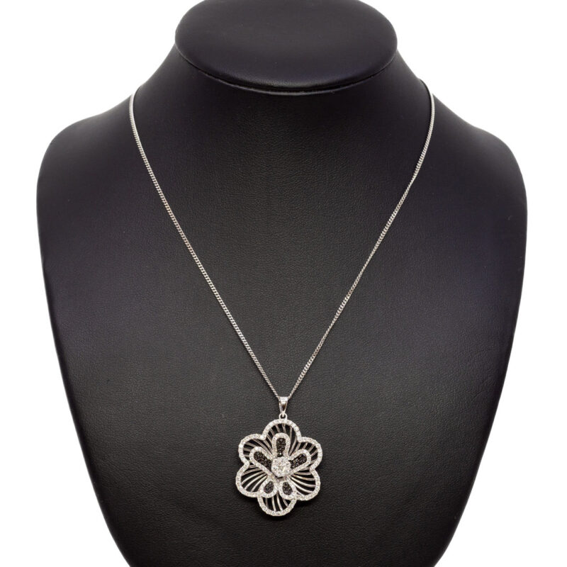 18ct 1.83ct TW Diamond Flower Pendant + 9ct Chain Necklace Val $7500 #60223