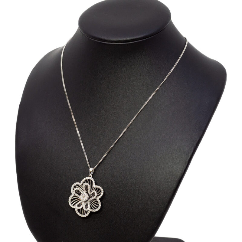 18ct 1.83ct TW Diamond Flower Pendant + 9ct Chain Necklace Val $7500 #60223