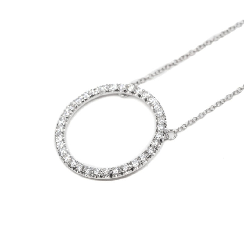 18ct White Gold 0.68ct TW Diamond Circle Pendant Necklace Val $5150 #55258