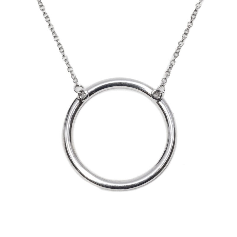 18ct White Gold 0.68ct TW Diamond Circle Pendant Necklace Val $5150 #55258