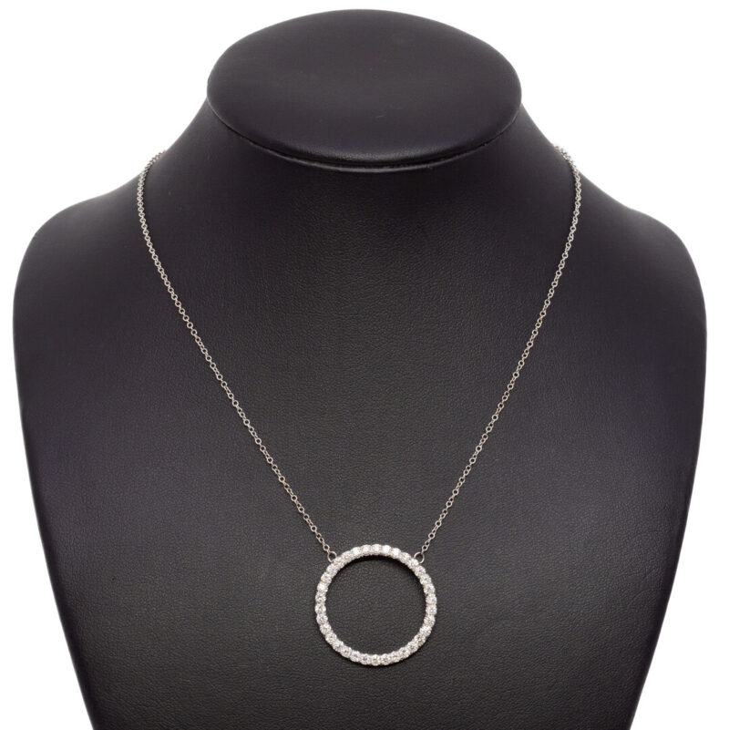 18ct White Gold 0.68ct TW Diamond Circle Pendant Necklace Val $5150 #55258