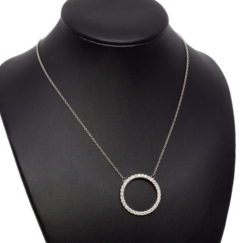 18ct White Gold 0.68ct TW Diamond Circle Pendant Necklace Val $5150 #55258