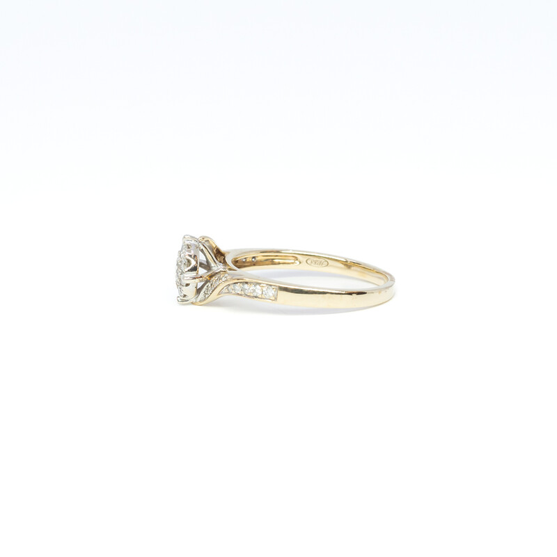 9ct Yellow Gold 0.53ct TW Diamond Cluster Ring Size S Val $2250 #58316