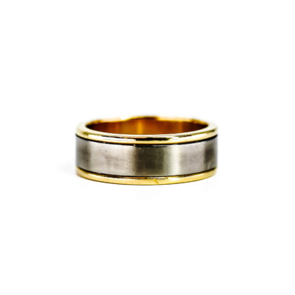 18ct Yellow Gold & Titanium Two-Tone Wedding Band | Size V½ #60221