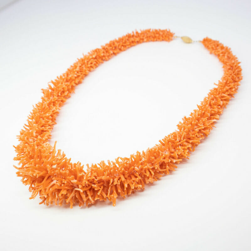 14ct Yellow Gold Orange Coral Necklace #60416