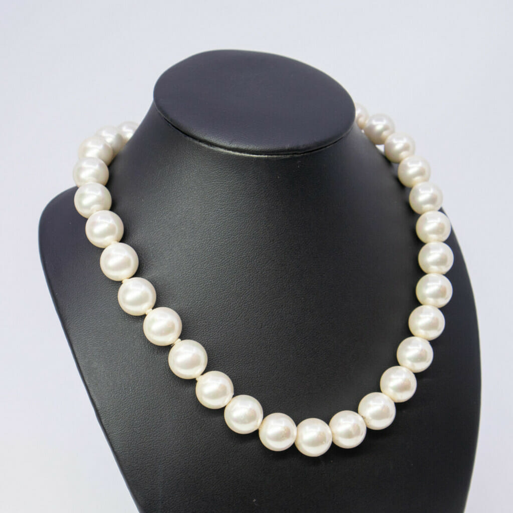 Imitation Pearl Necklace Sterling Silver Clasp 41cm #28173