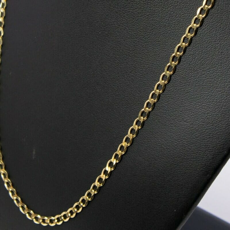 9ct Yellow Gold Flat Curb Link Necklace Chain 50cm #60320