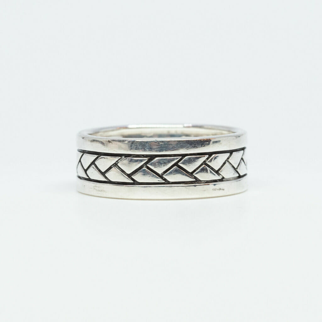 Sterling Silver Wide Woven Band / Ring Size T1/2 #59989