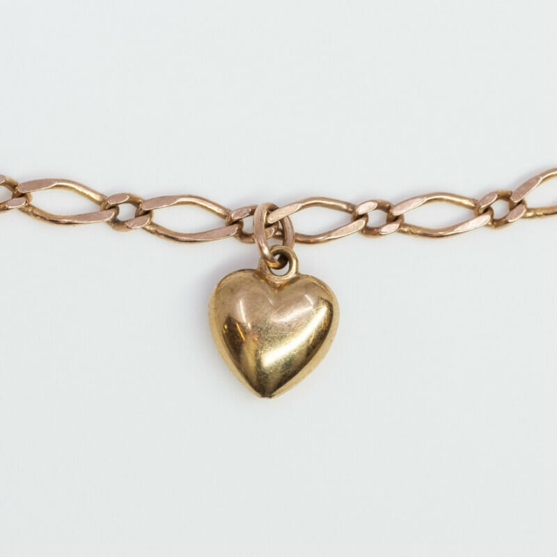 9ct Yellow Gold Anklet with Heart Charm 26cm #59316-1