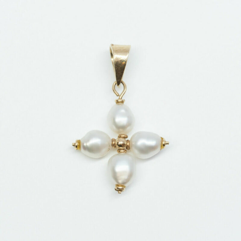 14ct Yellow Gold Pearl Drop Pendant 585 #55289