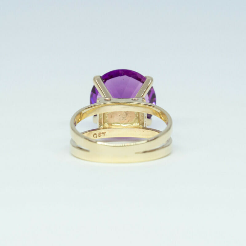 9ct Yellow Gold High Set Purple Sapphire Size J #60732