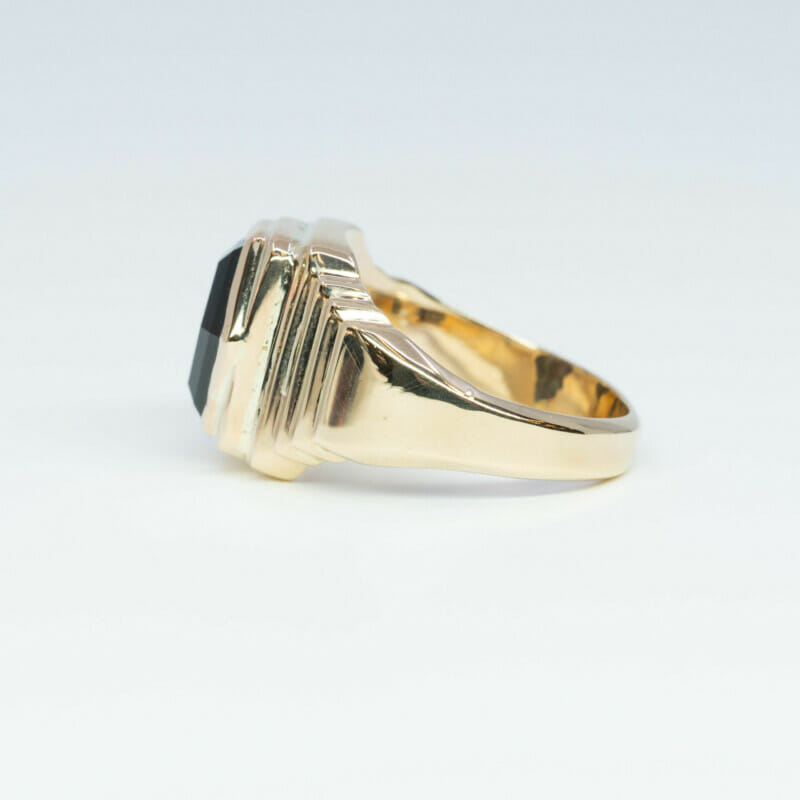 Vintage 9ct Yellow Gold Men's Garnet Ring Size P #60731