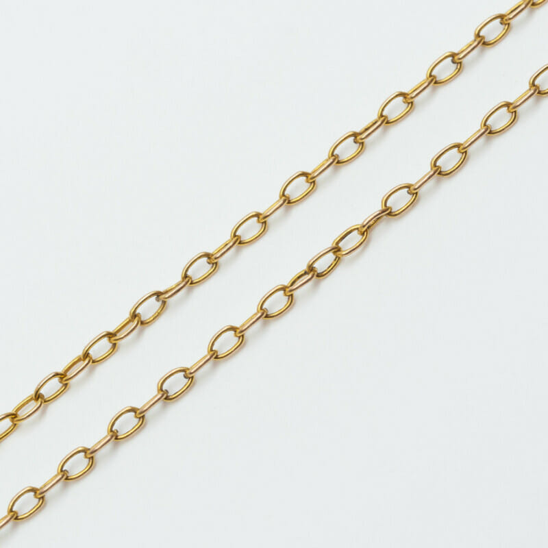 Vintage 9ct Yellow Gold Blue Paste Necklace 41cm #60045