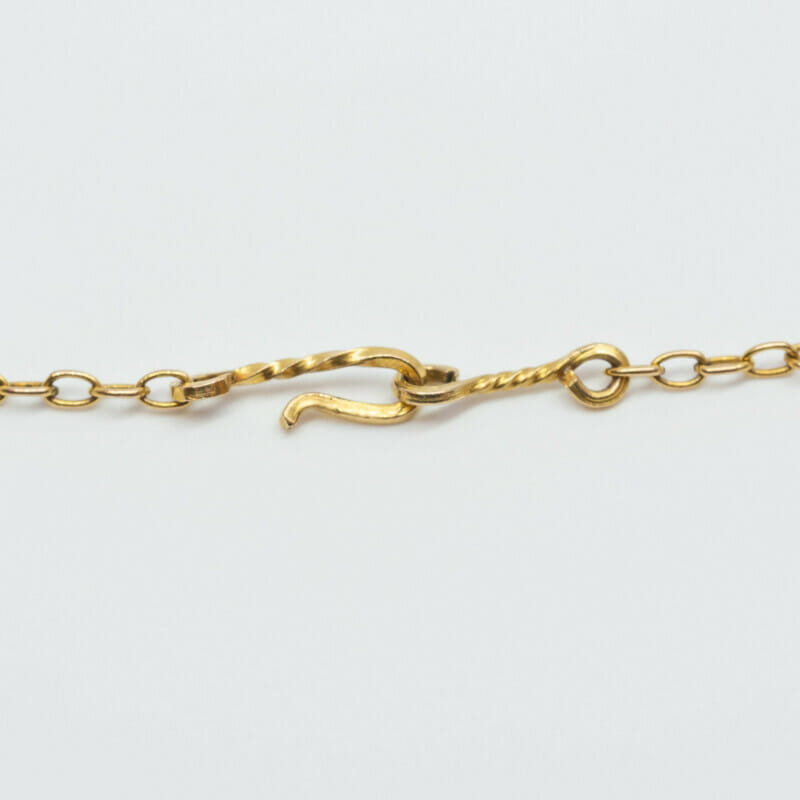 Vintage 9ct Yellow Gold Blue Paste Necklace 41cm #60045