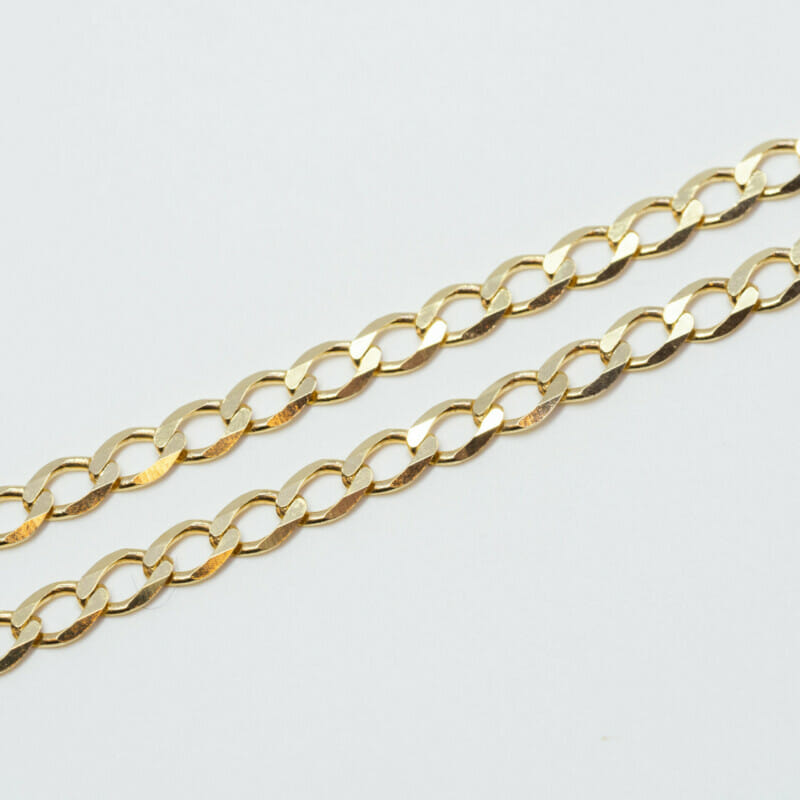 9ct Yellow Gold Flat Curb Link Necklace Chain 50cm #60320