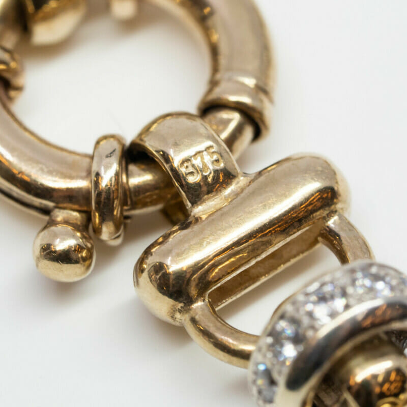 9ct Yellow Gold Fancy Belcher CZ Bracelet 20cm #46425