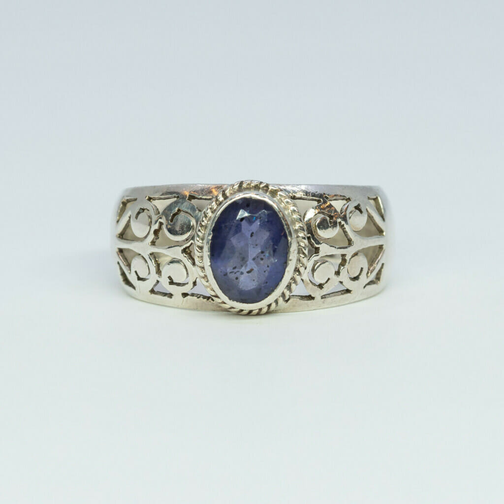 Sterling Silver Iolite Dress Ring Size Q #56978