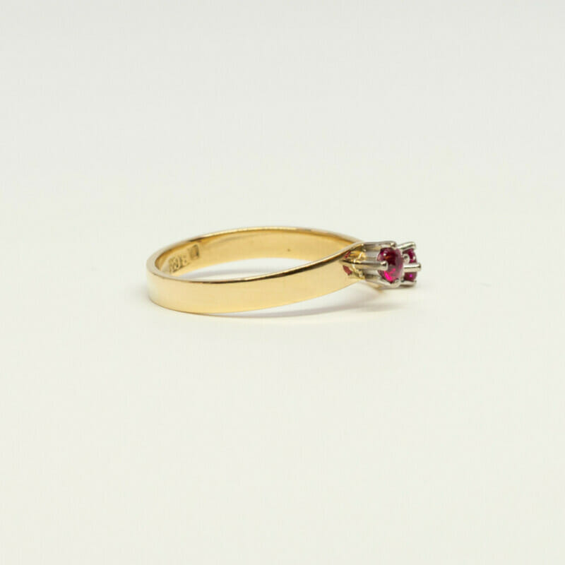 18ct Yellow Gold Ruby Ring Dress Size O #60719