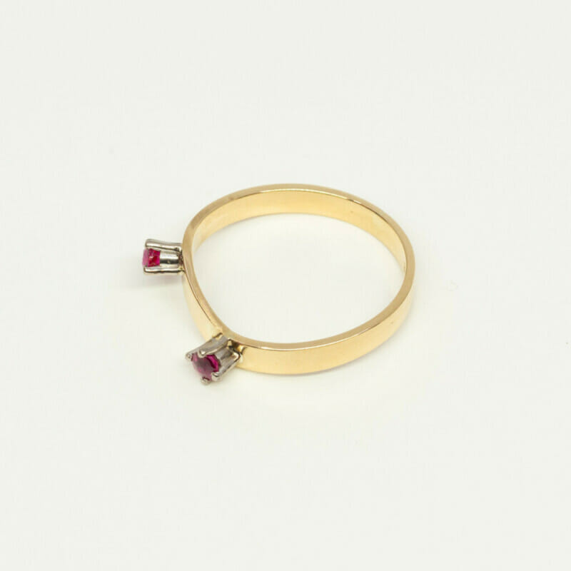 18ct Yellow Gold Ruby Ring Dress Size O #60719