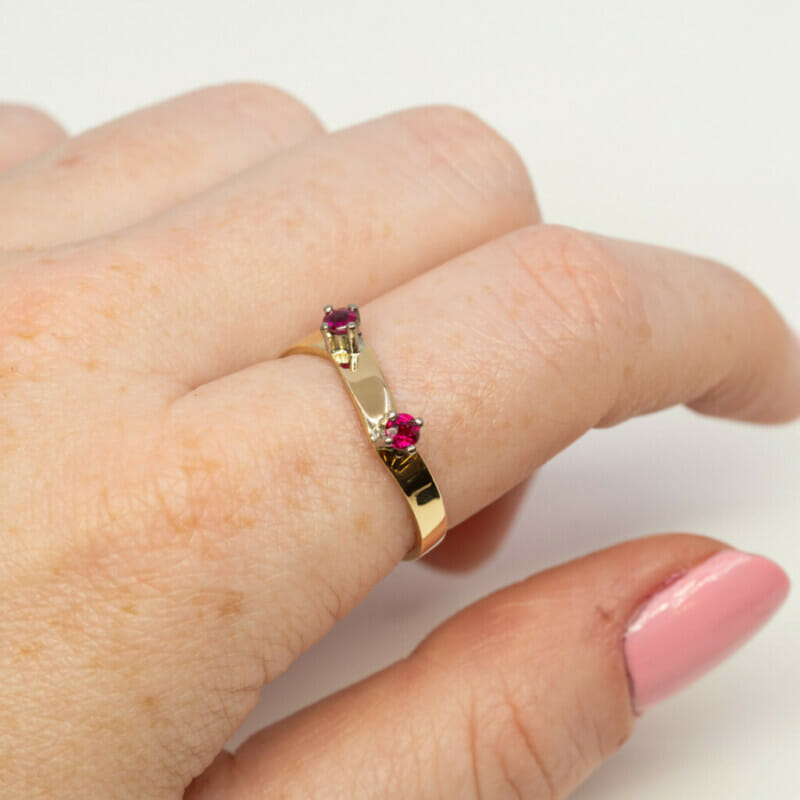 18ct Yellow Gold Ruby Ring Dress Size O #60719