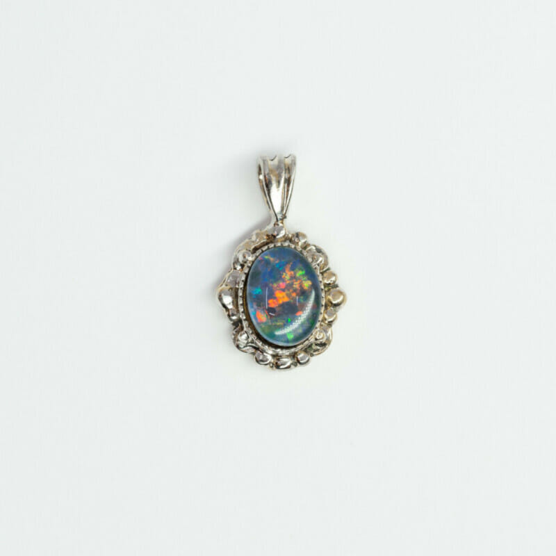 Small Sterling Silver Opal Triplet Pendant #61054