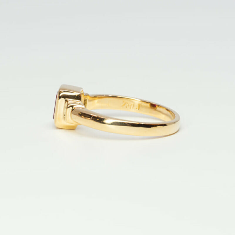 18ct Yellow Gold Ruby & Diamond Three Stone Ring Size N 1/2 #9205-1