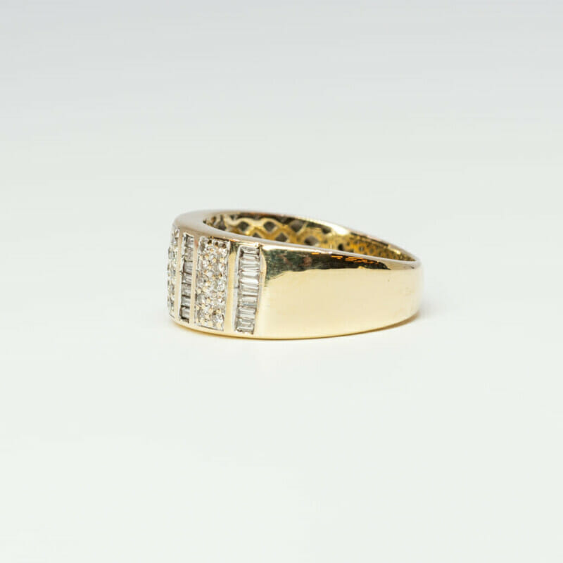 9ct Yellow Gold Wide Diamond Ring Band Size K 1/2 #13678