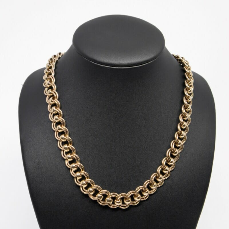 9ct Yellow Gold Heavy Roller Link Chain Necklace 63.3gr 42cm #51185