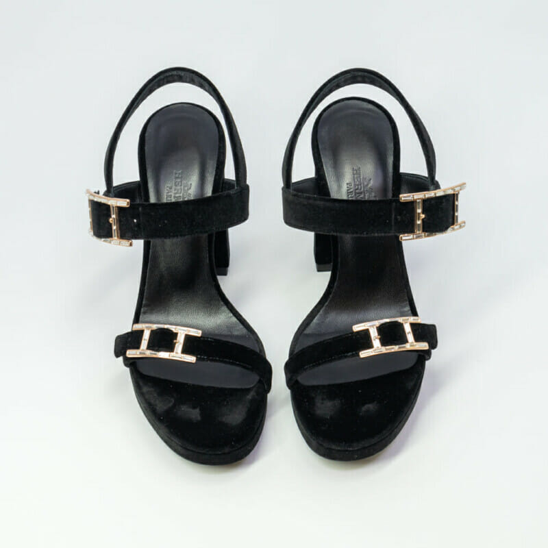 Hermes Bossa Velour / Velvet Heels Size 35 in Box #61161