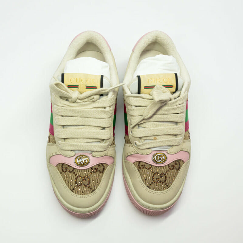 Gucci Women's Screener Sneaker with Crystals (Pink Tones) 677423 Size 34.5 #61160