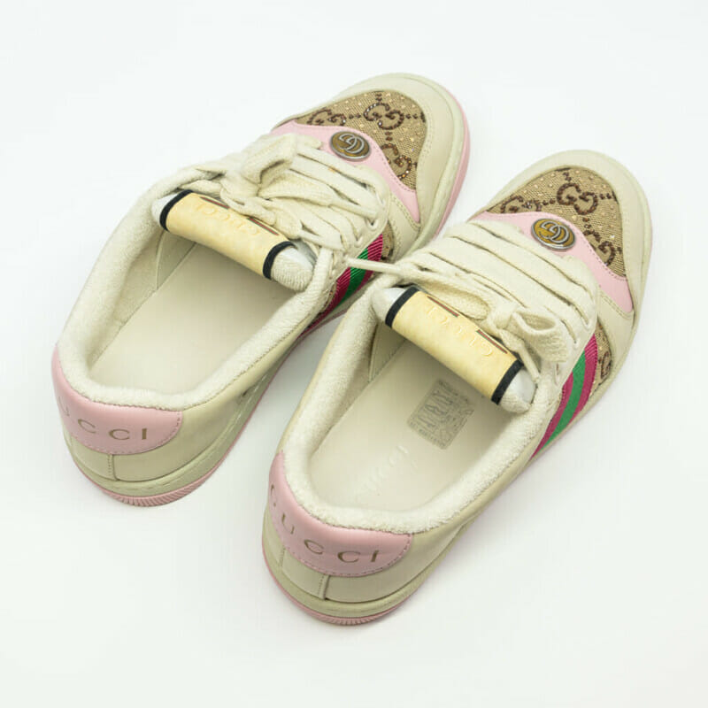 Gucci Women's Screener Sneaker with Crystals (Pink Tones) 677423 Size 34.5 #61160