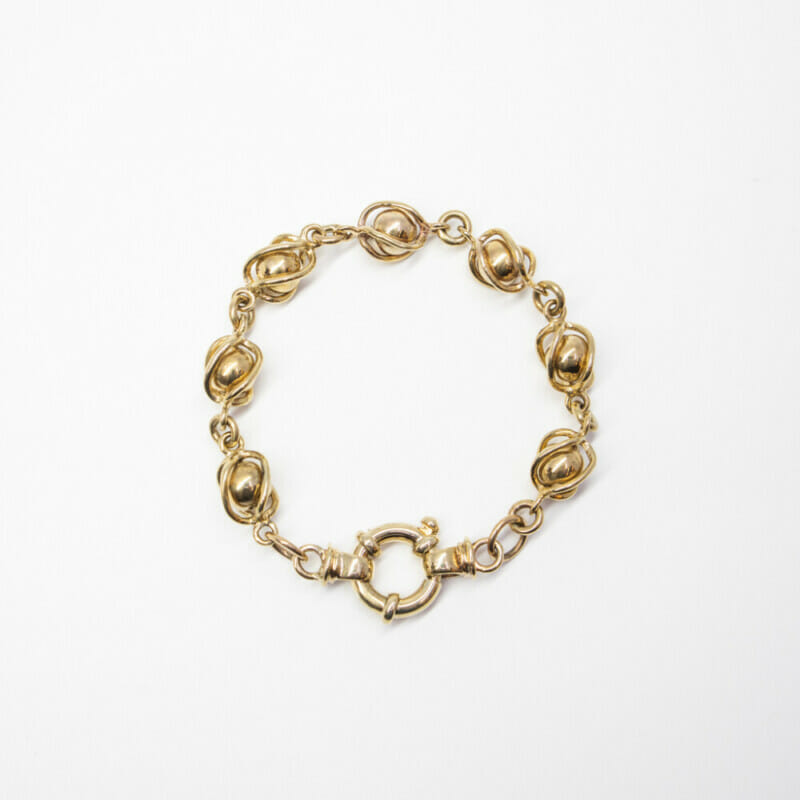 9ct Yellow Gold Ball Bracelet 18.5cm #61018