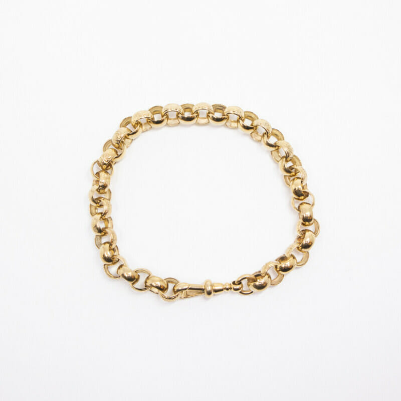 Vintage 9ct Yellow Gold Belcher Link Bracelet 21.5cm Albert Clasp #60784