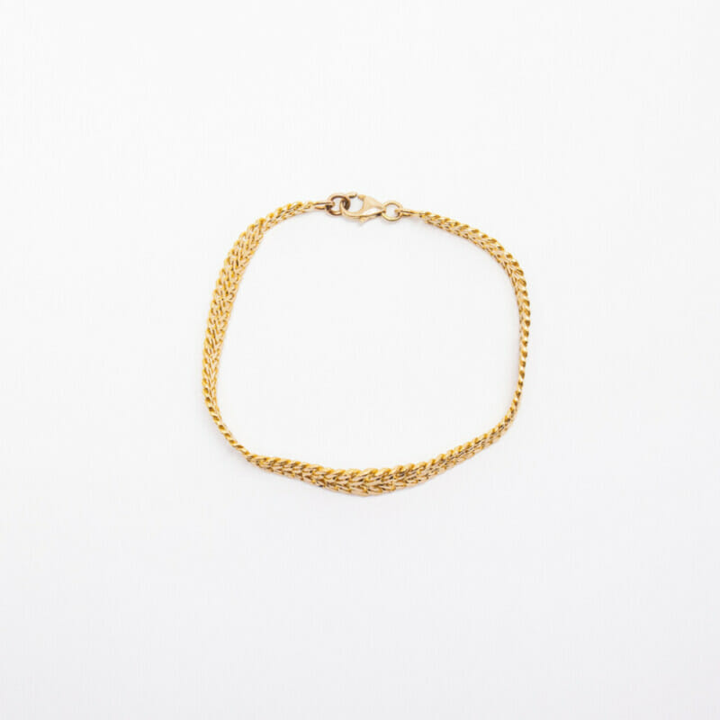 18ct Yellow Gold Double Curb Mesh Bracelet 16cm #60875