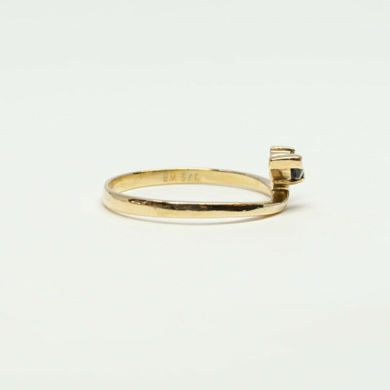 9ct Yellow Gold Sapphire & Diamond Ring Size O #6530-5