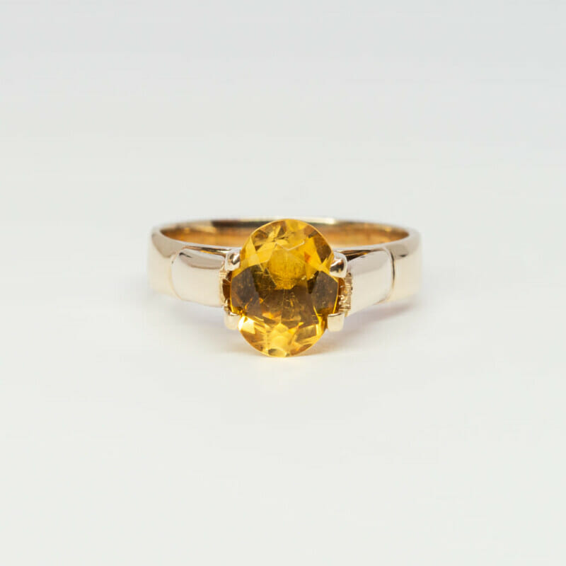 Vintage 9ct Yellow Gold Oval Citrine Ring Size M #7331-1