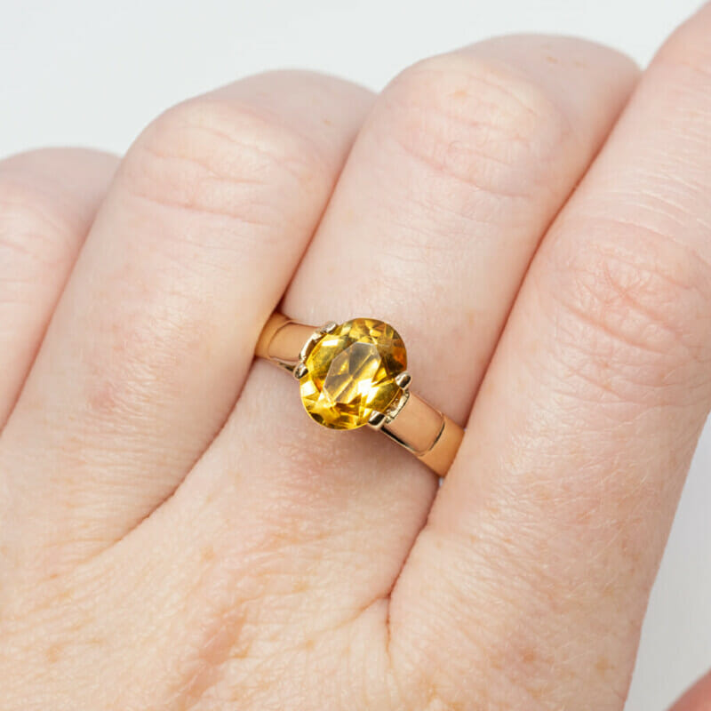 Vintage 9ct Yellow Gold Oval Citrine Ring Size M #7331-1