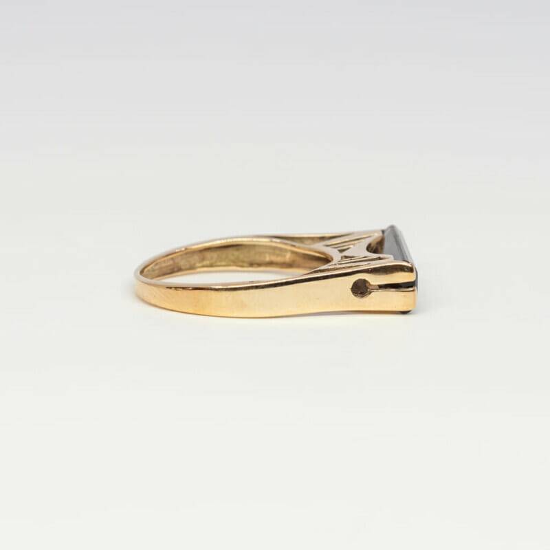 9ct Yellow Gold Rectangle Smokey Quartz Ring Size N 1/2 #4169