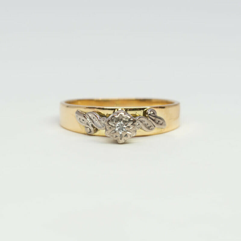 Vintage 18ct Yellow Gold Solitaire Diamond Ring Size O 1/2 #3713-1