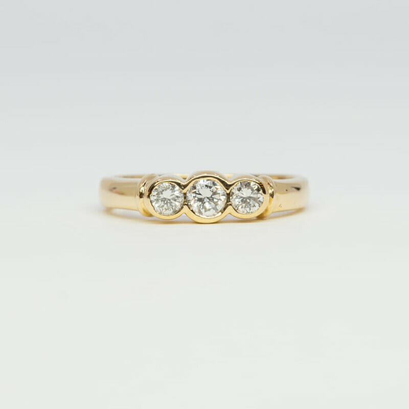 18ct Yellow Gold Diamond Trilogy Ring 0.50ct TW Size M #448-1