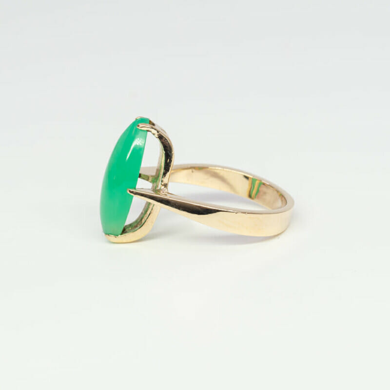 9ct Yellow Gold Green Chrysoprase Marquise Ring Size L 1/2 #3062