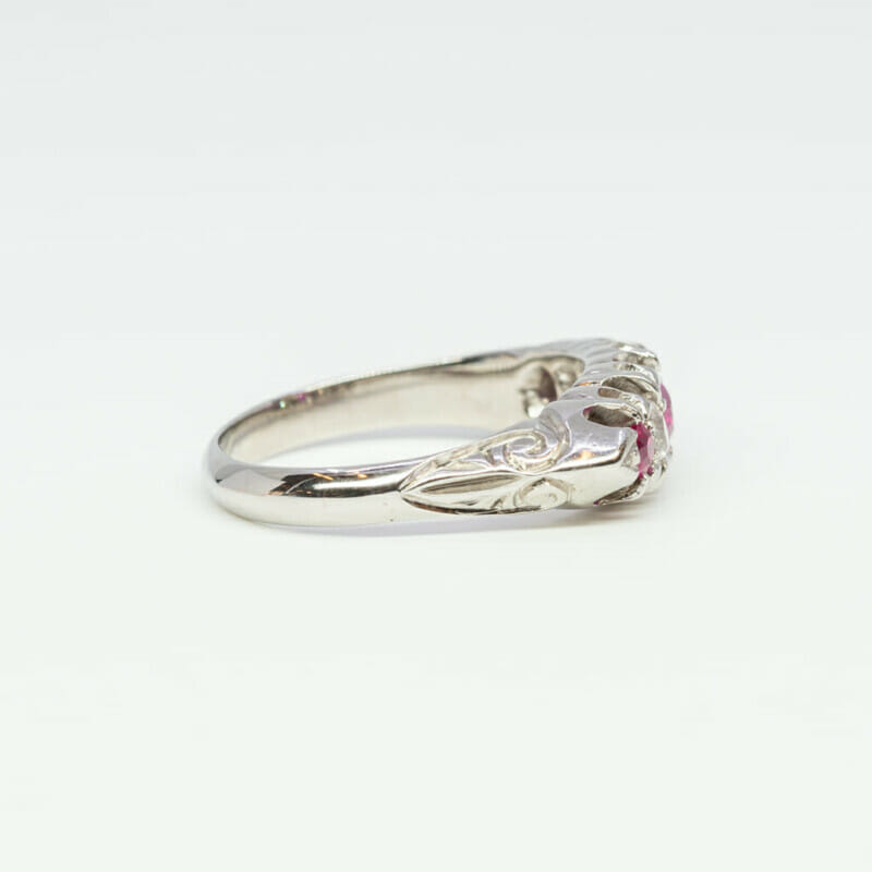 Antique 15ct White Gold Ruby & Diamond Ring Size J #4837-6