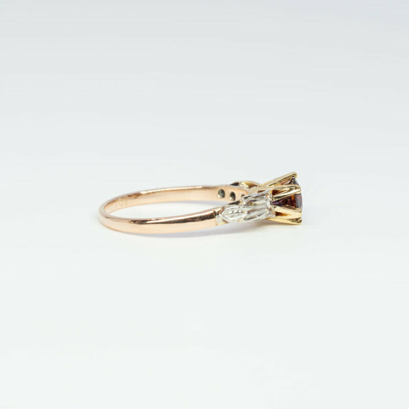 Vintage 9ct Rose Gold Round Garnet Ring Size Q #5347